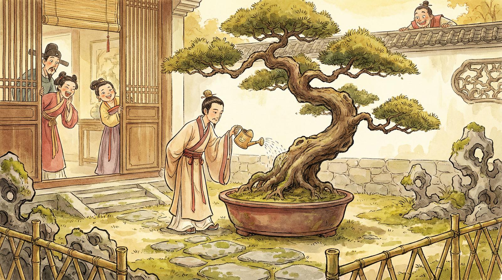 萝莉漫画百年盆景修剪视频演示